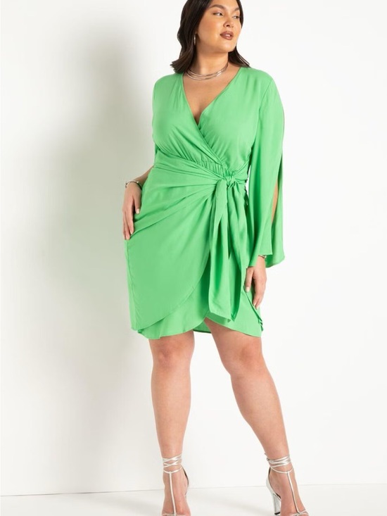 Eloquii Dresses & Skirts - Eloquii Tie Waist Wrap Dress Vibrant Green sz 22